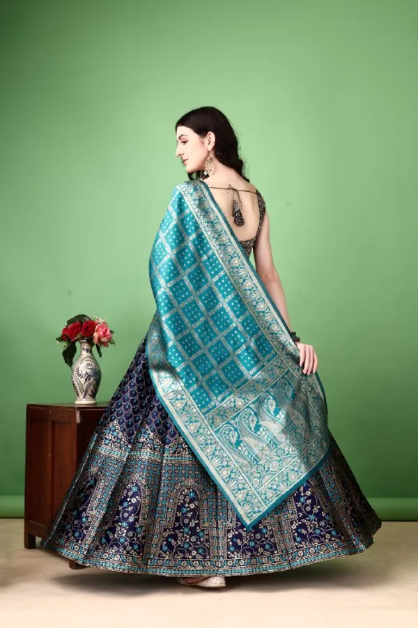 Wedding_Wear_Multi_Color_Lehenga_Choli_With_Jacquard_Work