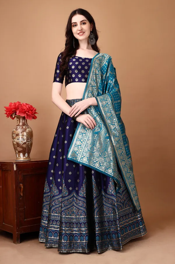 Luxury_Multi_Color_Heavy_Lehenga_Choli_In_Soft_Silk_Jacquard_Default_Title