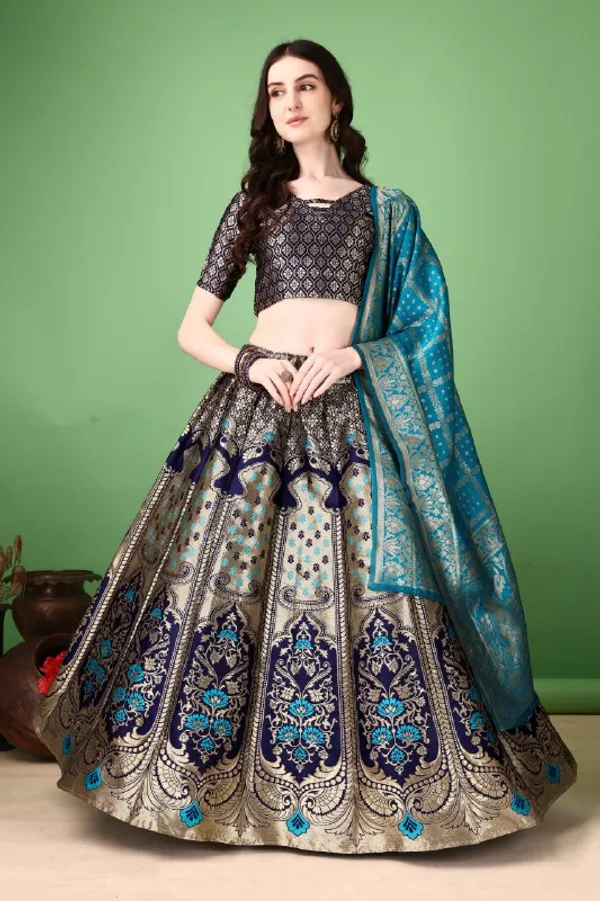 Multi_Color_Heavy_Designer_Lehenga_Choli_In_Soft_Silk_Jacquard_Default_Title