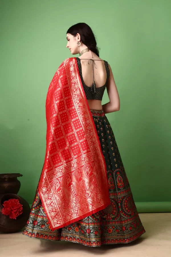 Multi_Color_Designer_Heavy_Lehenga_Choli_In_Soft_Silk_Jacquard_With_Jacquard_Work_Default_Title