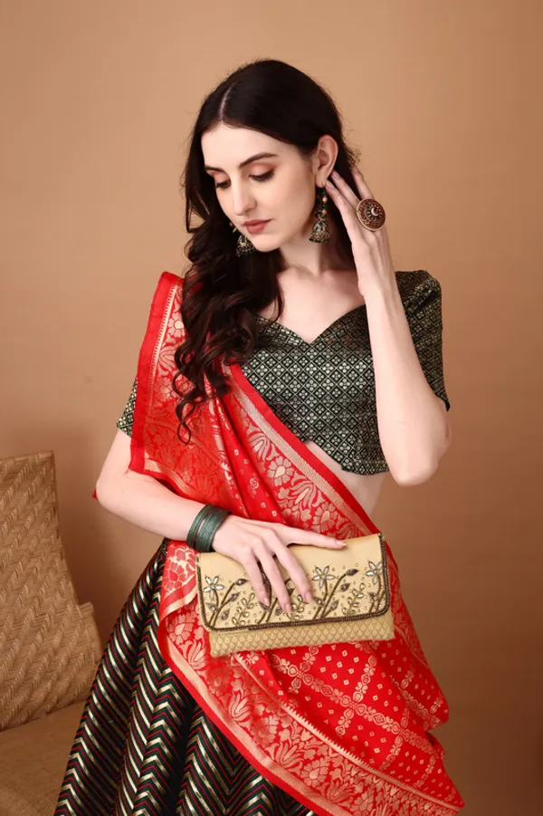Multi_Color_Designer_Heavy_Lehenga_Choli_In_Soft_Silk_Jacquard_With_Jacquard_Work_Default_Title
