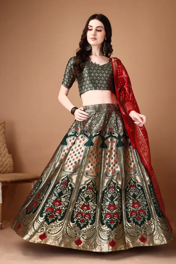 Premium_Multi_Color_Designer_Lehenga_Choli_With_Jacquard_Weaving_Default_Title