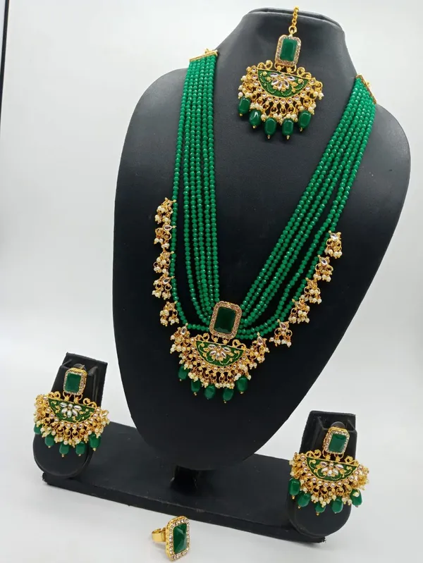 Green_Alloy_Necklace_Set_With_Stone_Moti_Work_Earrings_And_Mang_Tikka_Included_Default_Title