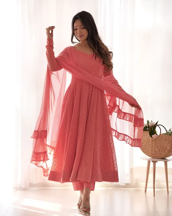 Peach_Trendy_Designer_Heavy_Pure_Soft_Fox_Georgette_Readymade_Suit