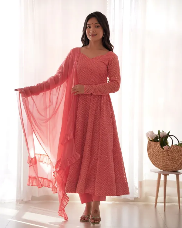 Peach_Trendy_Designer_Heavy_Pure_Soft_Fox_Georgette_Readymade_Suit