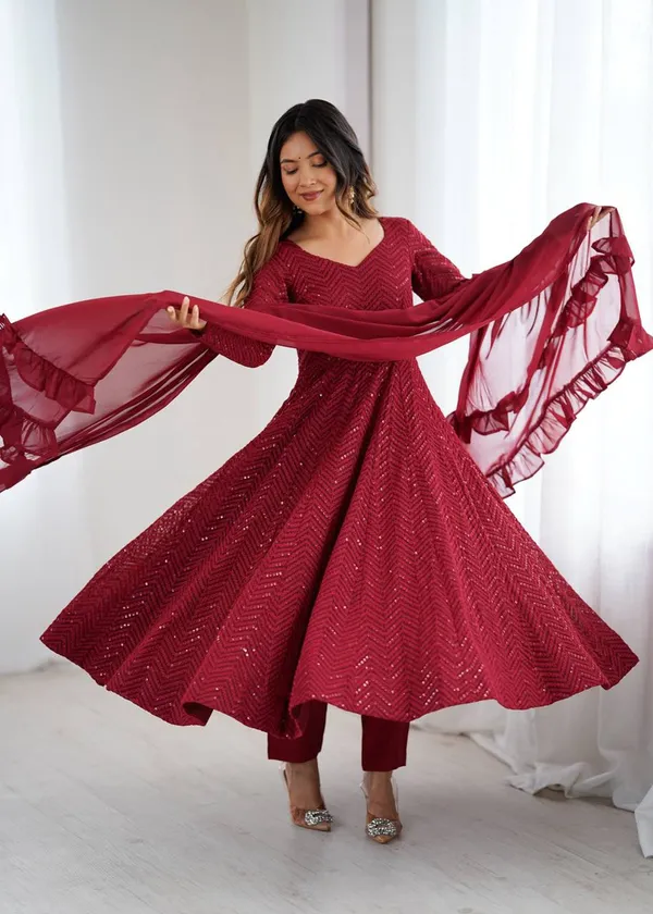 Maroon_Luxury_Designer_Faux_Georgette_Readymade_Suit