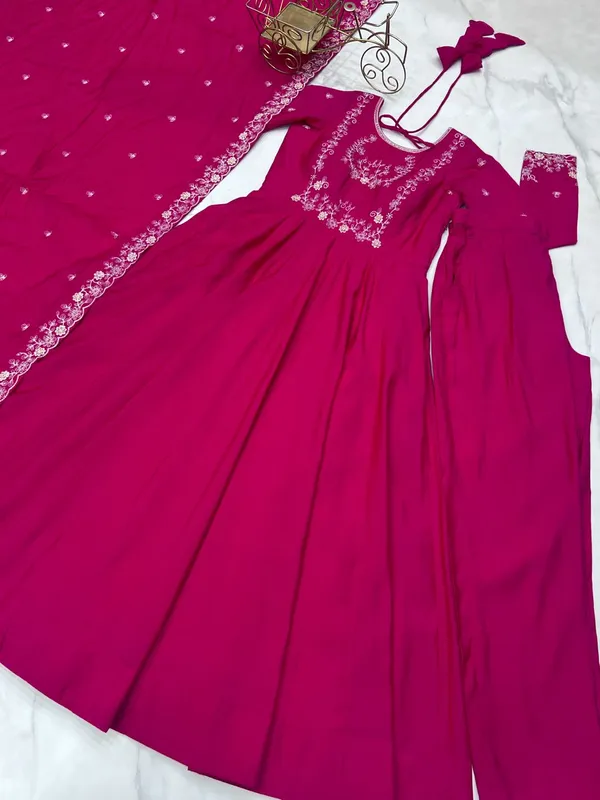 Rani_Pink_Party_Wear_Designer_Chanderi_Silk_Readymade_Suit