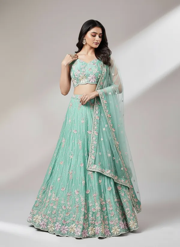 Ethnivo_Traditional_Sea_Green_Lehenga_Choli_Default_Title