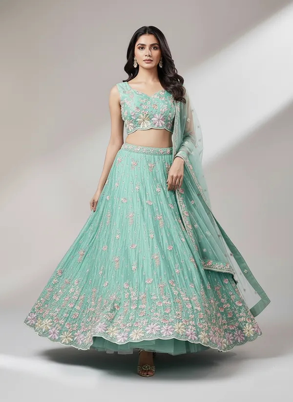 Ethnivo_Traditional_Sea_Green_Lehenga_Choli_Default_Title