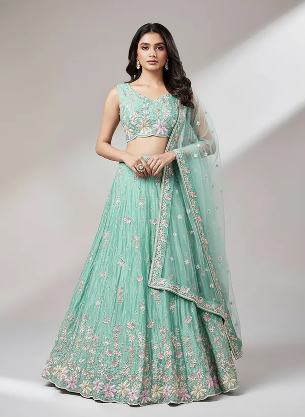 Ethnivo_Traditional_Sea_Green_Lehenga_Choli_Default_Title