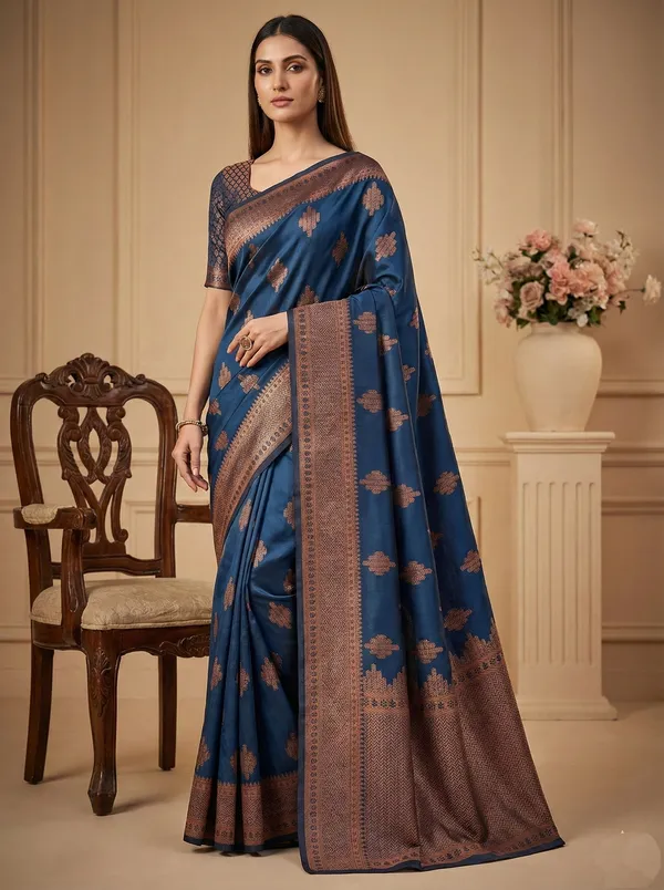 Navy_Blue_Function_Wear_Designer_Banarasi_Soft_Silk_Saree_Default_Title