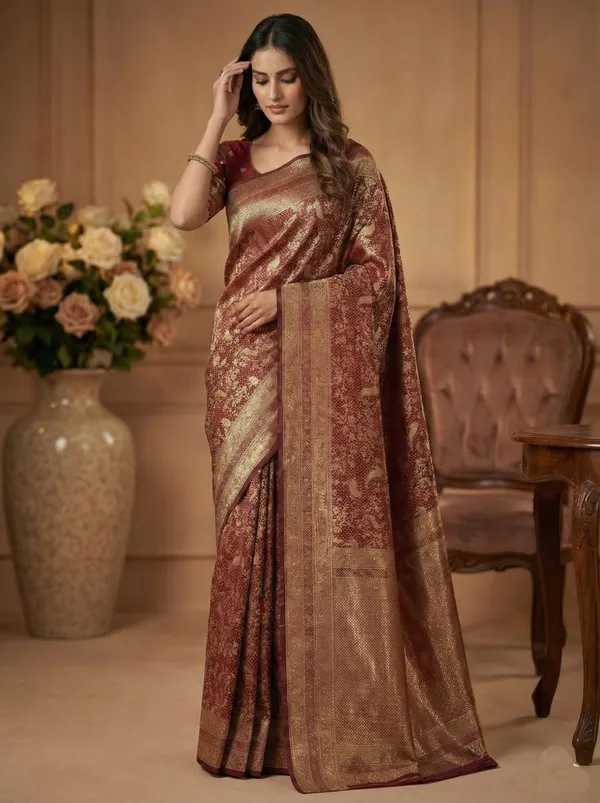 Maroon_Classic_Wear_Designer_Banarasi_Soft_Silk_Saree_Default_Title
