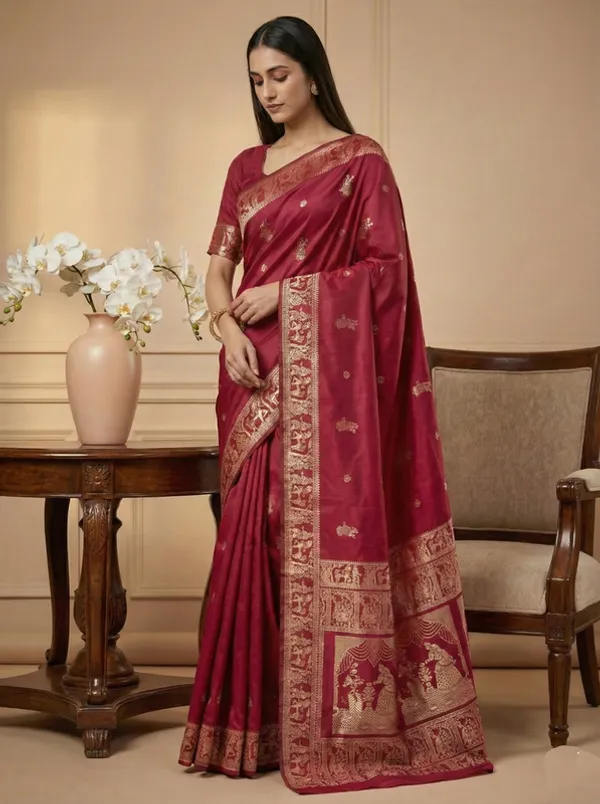 Cherry_Wedding_Wear_Designer_Banarasi_Soft_Silk_Saree_Default_Title