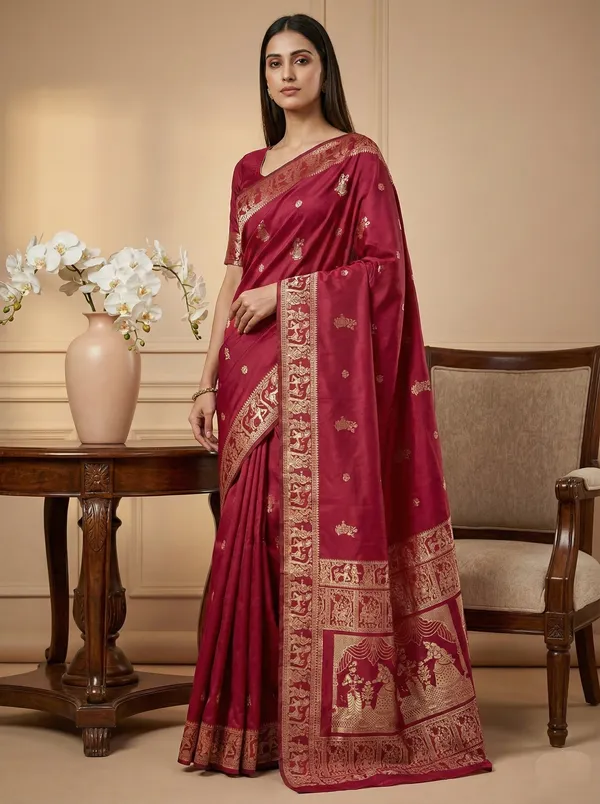 Cherry_Wedding_Wear_Designer_Banarasi_Soft_Silk_Saree_Default_Title