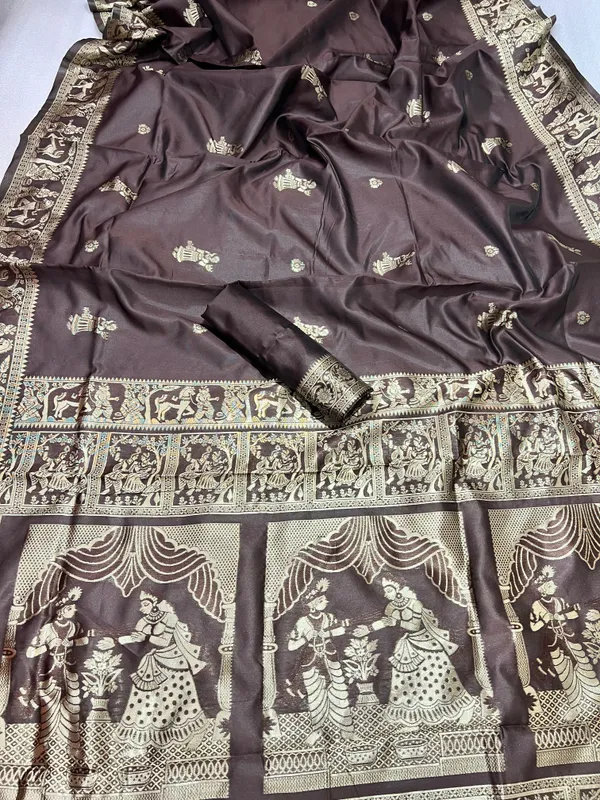 Dark_Brown_Party_Wear_Designer_Banarasi_Soft_Silk_Saree_Default_Title