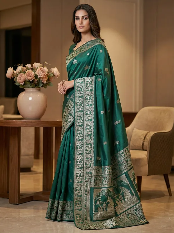 Rama_Green_Party_Wear_Designer_Banarasi_Soft_Silk_Saree_Default_Title