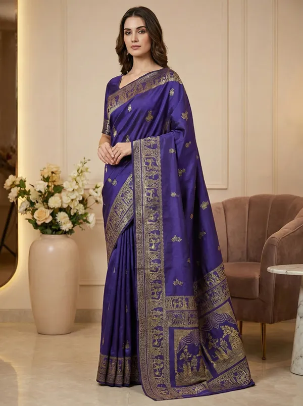 Blue_Traditional_Wear_Designer_Banarasi_Soft_Silk_Saree_Default_Title