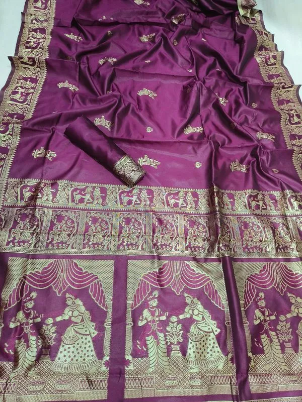Wine_Classic_Wear_Designer_Banarasi_Soft_Silk_Saree_Default_Title