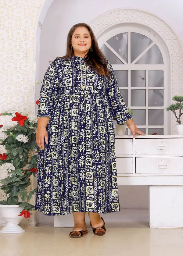 Plus_Size_Elegant_Navy_Blue_Floral_Readymade_Kurti_Default_Title