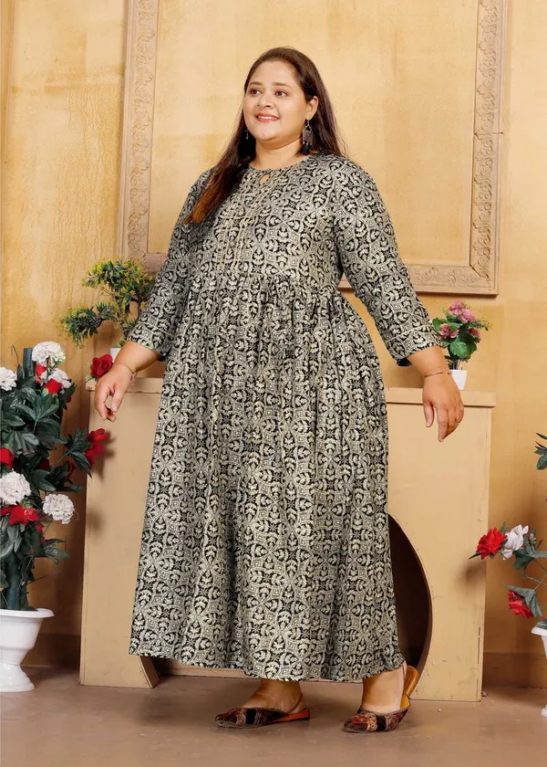 Black_Casual_Ethnic_Designer_Cotton_Anarkali_Style_Readymade_Kurti
