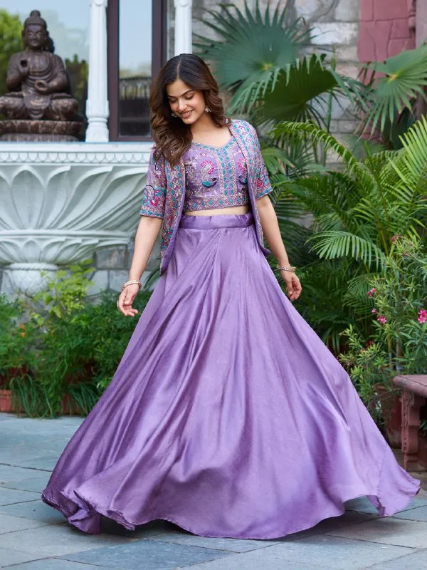 Lavender_Printed_Crop_Top_Lehenga_Set_With_Embroidered_Jacket_Default_Title