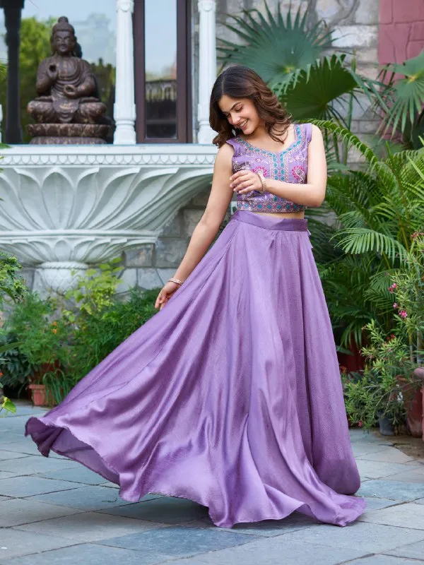 Lavender_Printed_Crop_Top_Lehenga_Set_With_Embroidered_Jacket_Default_Title