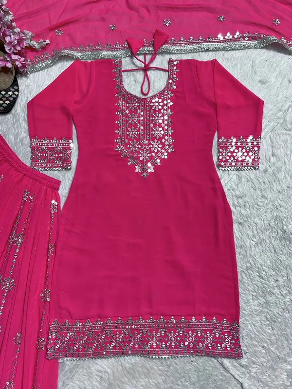 Ethnivo_Pink_Stylish_Designer_Faux_Georgette_Readymade_Party_Wear_Suit