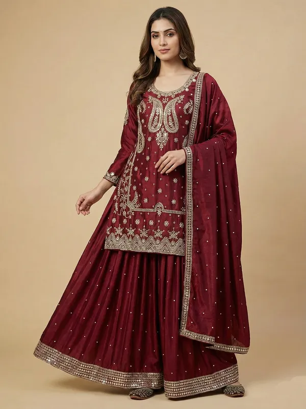 Maroon_Designer_Chinon_Silk_Party_Wear_Salwar_Suit