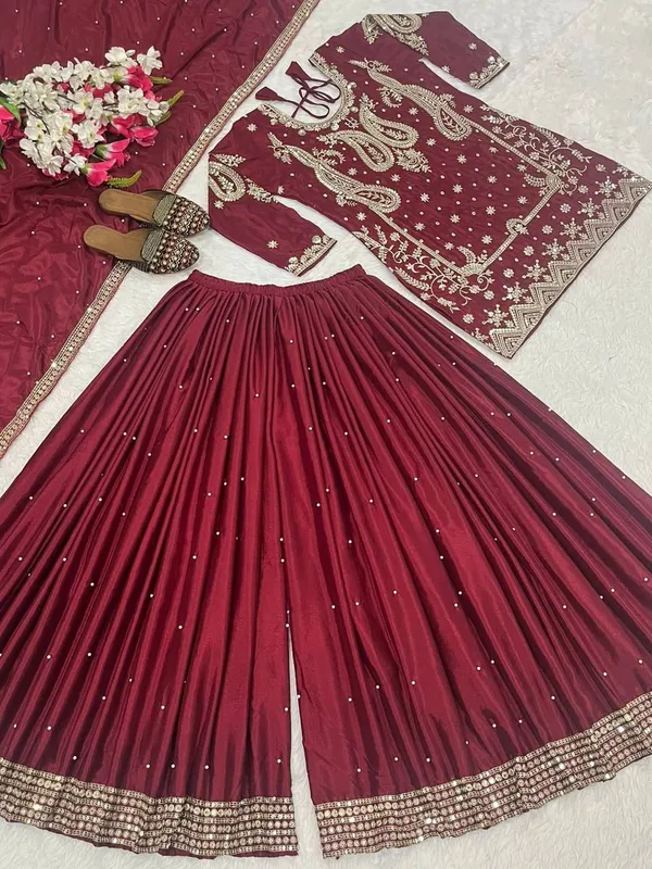 Maroon_Designer_Chinon_Silk_Party_Wear_Salwar_Suit