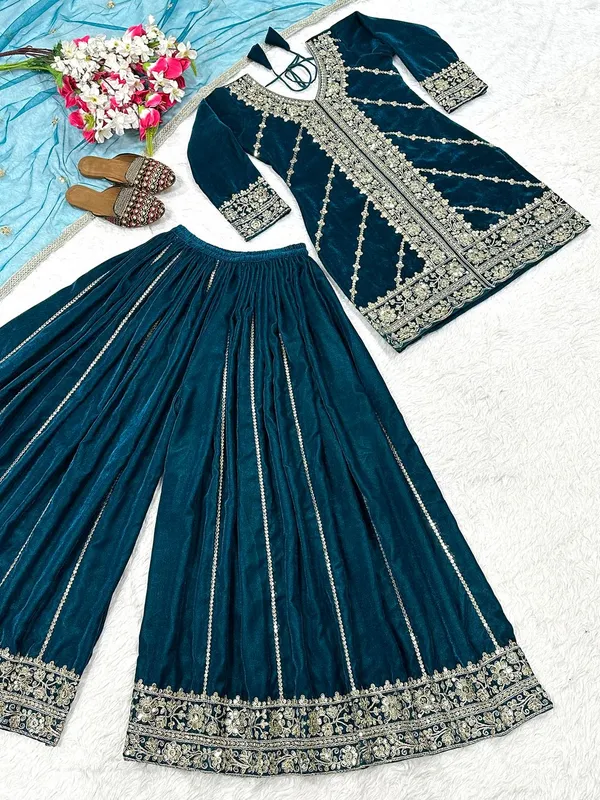 Teal_Sky_Blue_Trendy_Designer_Viscose_Velvet_Readymade_Salwar_Suit