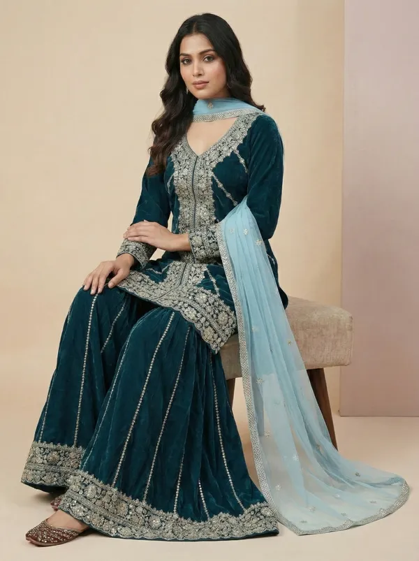 Teal_Sky_Blue_Trendy_Designer_Viscose_Velvet_Readymade_Salwar_Suit
