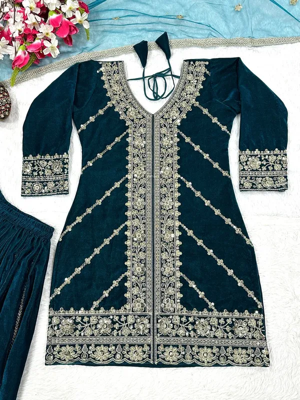 Teal_Sky_Blue_Trendy_Designer_Viscose_Velvet_Readymade_Salwar_Suit
