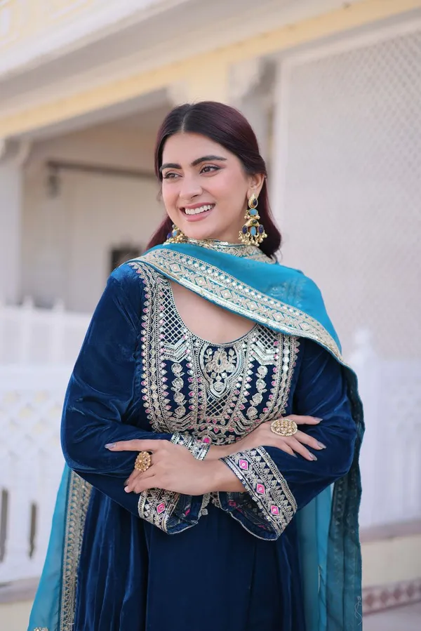 Eid_Special_Premium_Teal_Viscose_Velvet_Salwar_Suit