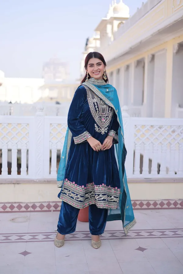 Eid_Special_Premium_Teal_Viscose_Velvet_Salwar_Suit