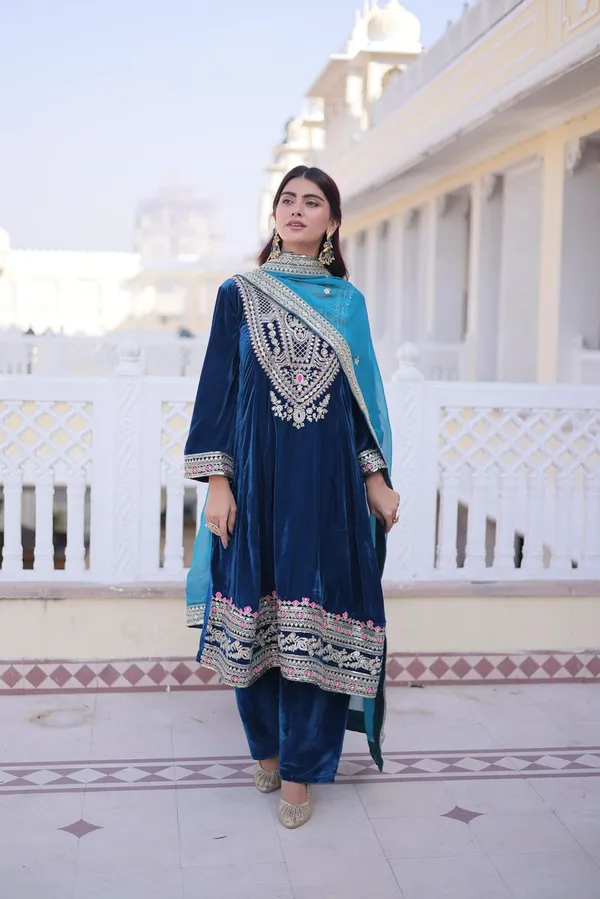 Eid_Special_Premium_Teal_Viscose_Velvet_Salwar_Suit