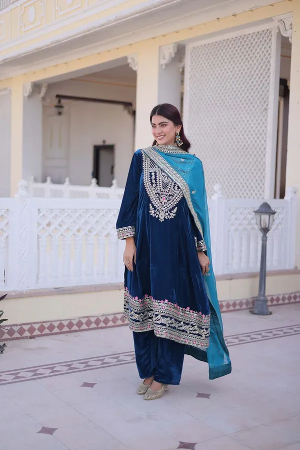 Eid_Special_Premium_Teal_Viscose_Velvet_Salwar_Suit
