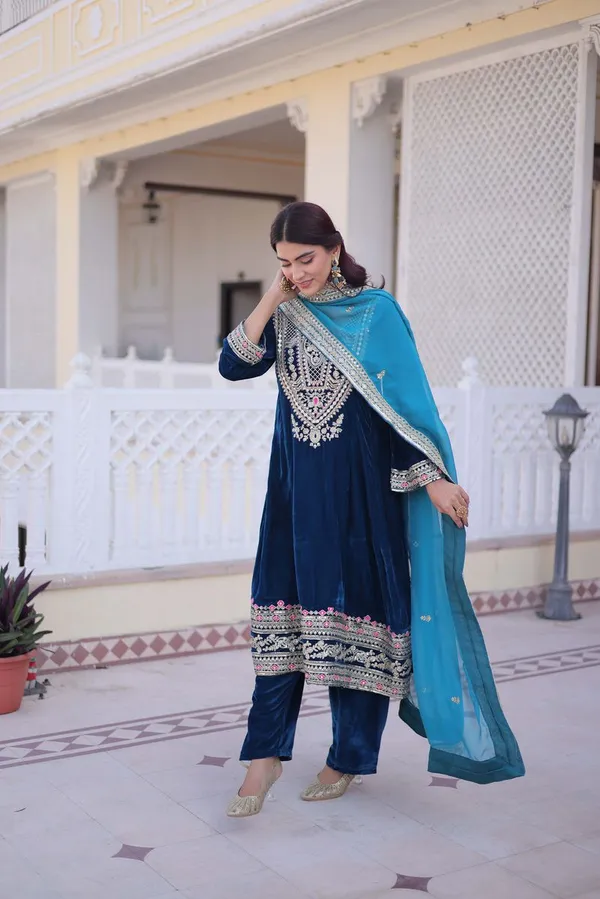 Eid_Special_Premium_Teal_Viscose_Velvet_Salwar_Suit