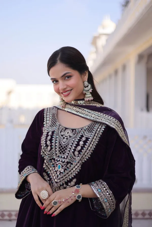 Eid_Special_Wine_Velvet_Designer_Salwar_Suit_With_Zari_Sequins