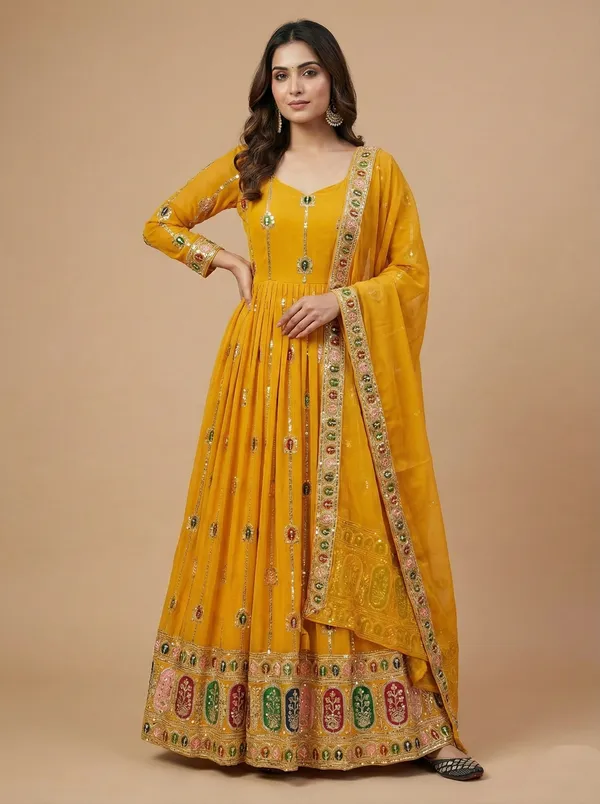 Premium_Mustard_Yellow_Embroidered_Anarkali_Ensemble