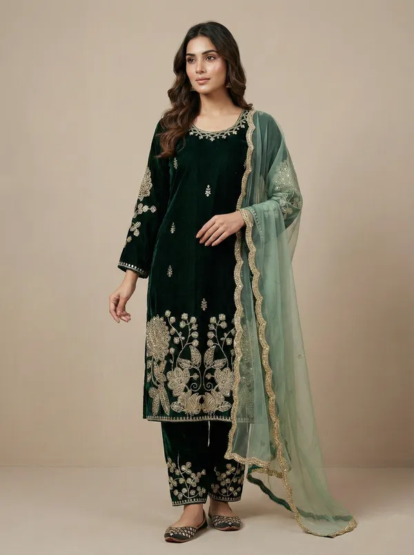 Green_Designer_Salwar_Suit_In_Heavy_Viscose_Velvet_With_Embroidery