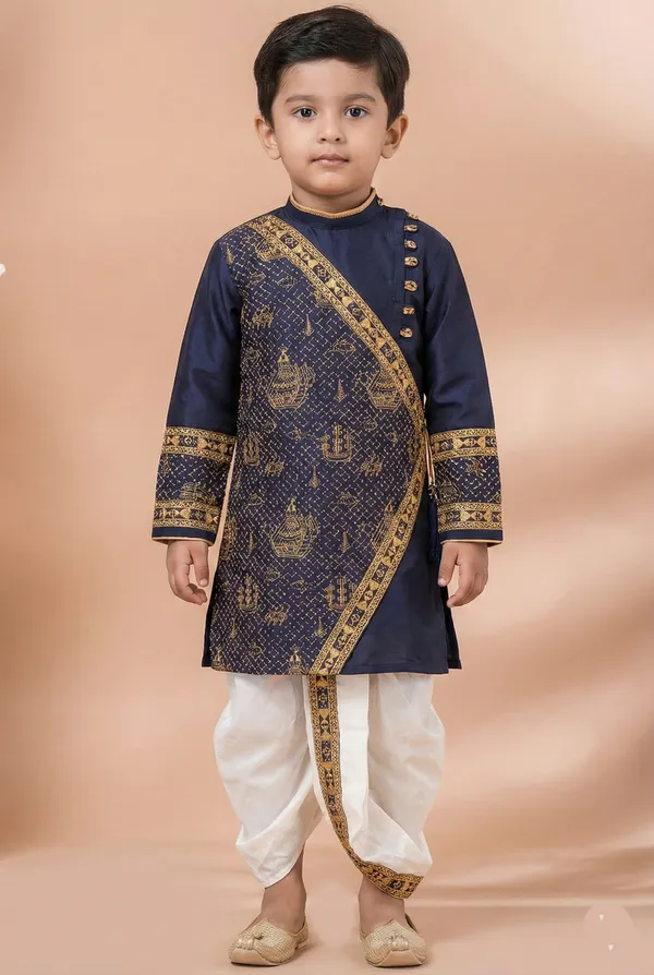 Navy_Blue_Off_White_Premium_Designer_Kids_Kurta_Dhoti_Set