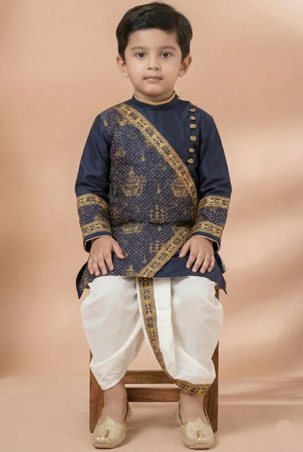 Navy_Blue_Off_White_Premium_Designer_Kids_Kurta_Dhoti_Set