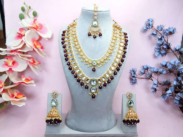 Maroon_Party_Wear_Classic_Imitation_Necklace_Set_Default_Title