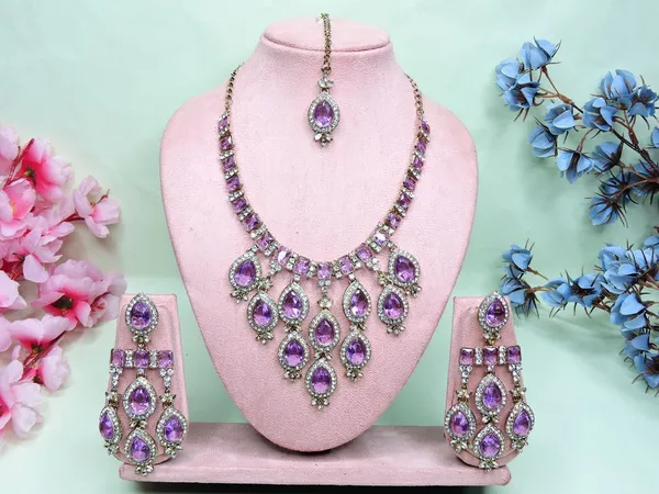 Light_Purple_Ethnic_Premium_Imitation_Necklace_Set_With_Tikka_Default_Title