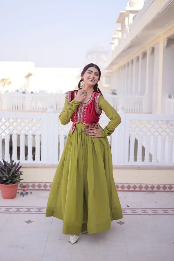 Parrot_Green_Luxury_Look_Designer_Readymade_Gown_For_Party_Wear