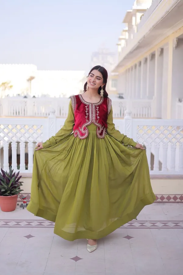 Parrot_Green_Luxury_Look_Designer_Readymade_Gown_For_Party_Wear