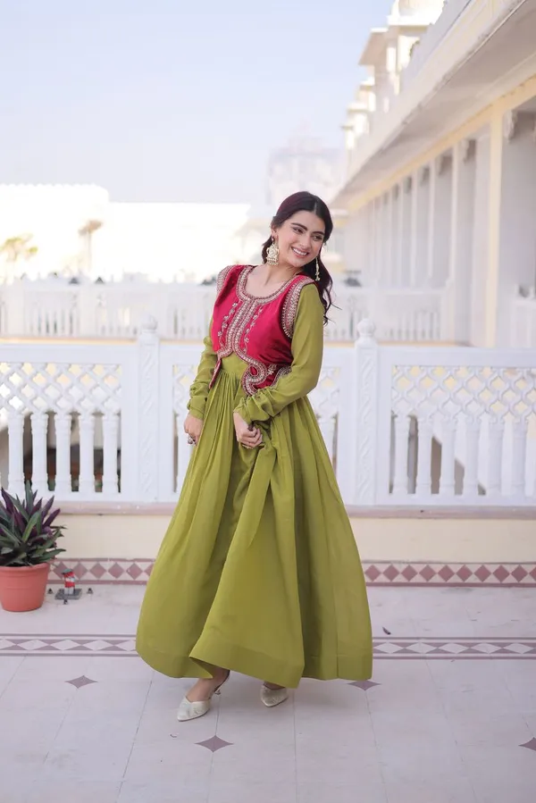Parrot_Green_Luxury_Look_Designer_Readymade_Gown_For_Party_Wear