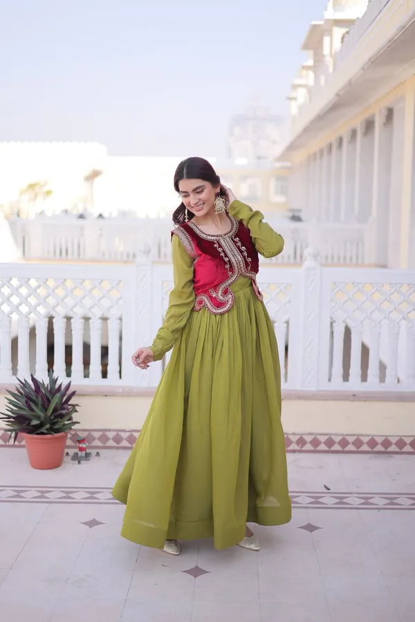 Parrot_Green_Luxury_Look_Designer_Readymade_Gown_For_Party_Wear