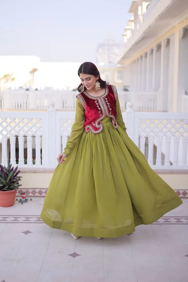 Parrot_Green_Luxury_Look_Designer_Readymade_Gown_For_Party_Wear