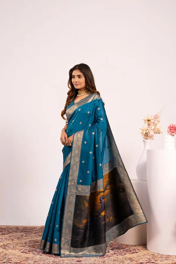 Blue_Party_Wear_Banarasi_Silk_Saree_Default_Title